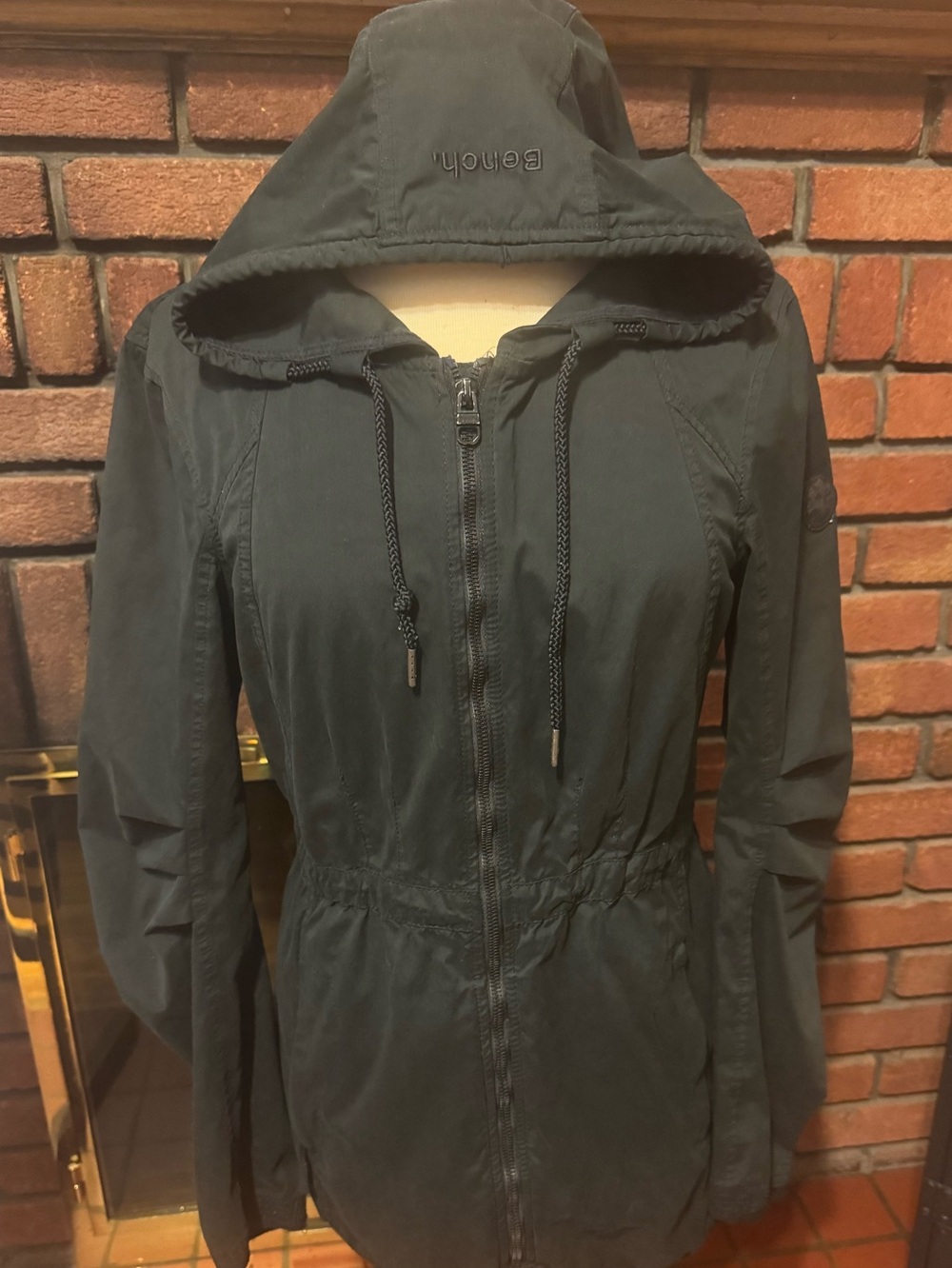 Bench Women's Hooded Utility Jacket in Dark Gray almost black size S